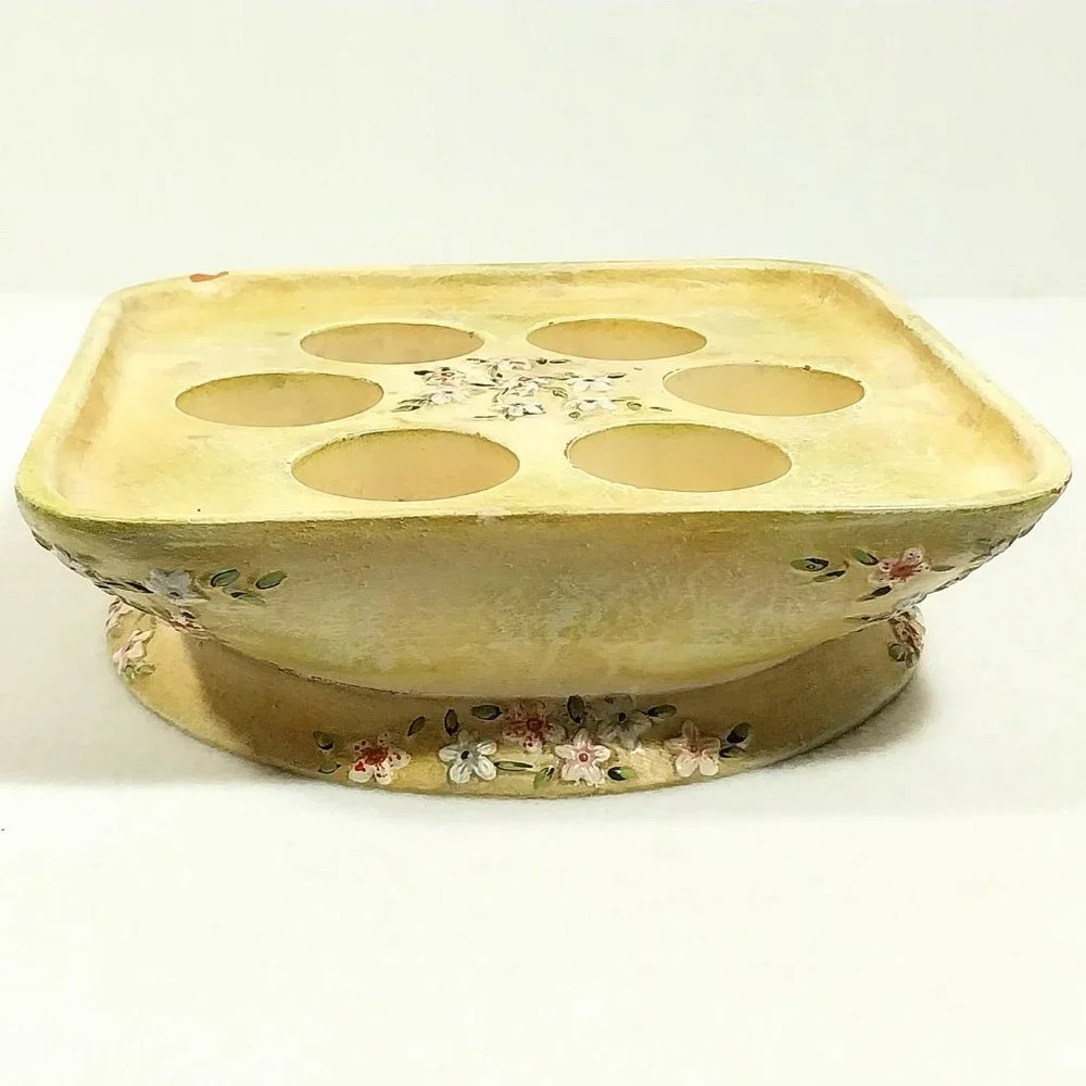 Vintage PartyLite Votive Pedestal Floral Design 6 Tealight Holder #1312